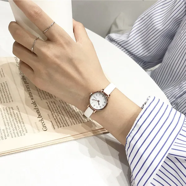 Montre femme, bracelet cuir blanc, montres, Waxul Dakar